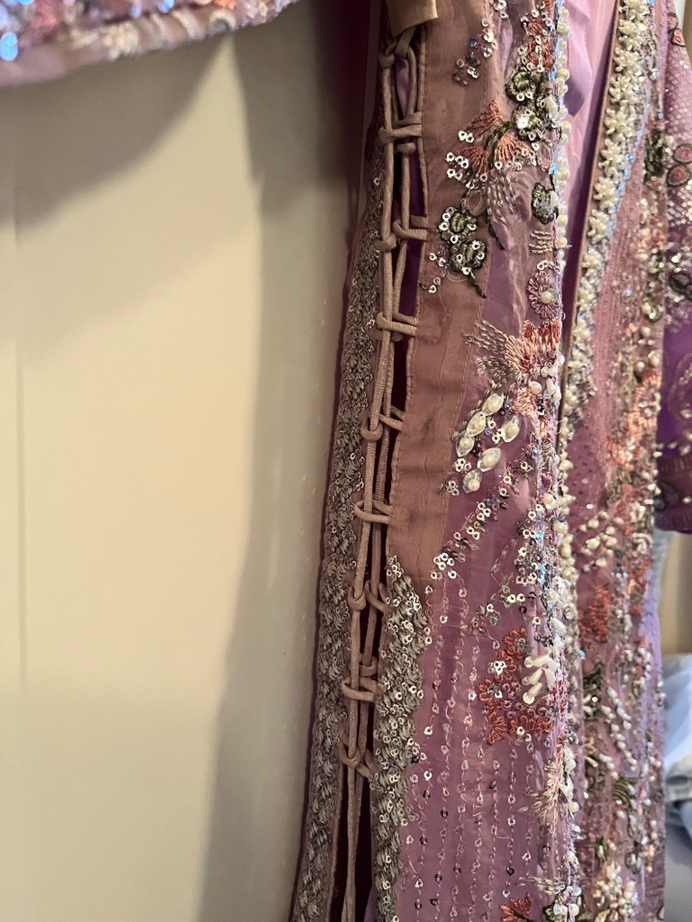 pink purple lilies 4-piece desi dress, pakistani indian dress - Picture 3 of 15